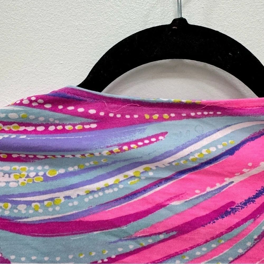 Lilly Pulitzer Oh My Guava Magenta Fanning Romper Sz Lg 8-10 pink blue multi